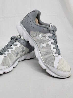 Under Armour Micro G Assert 6 White Gray Running Athletic Shoes Women's 8.5